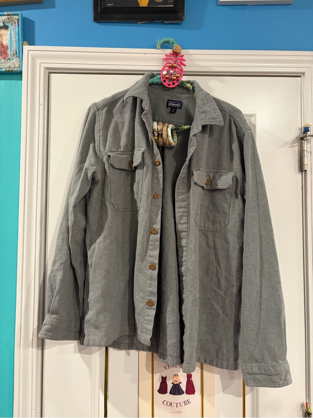 Patagonia Gray Button-Front Fleece Shirt Jacket